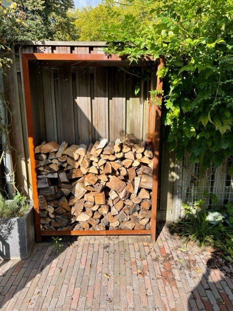 Rangement bois acier corten Rangement bois acier corten