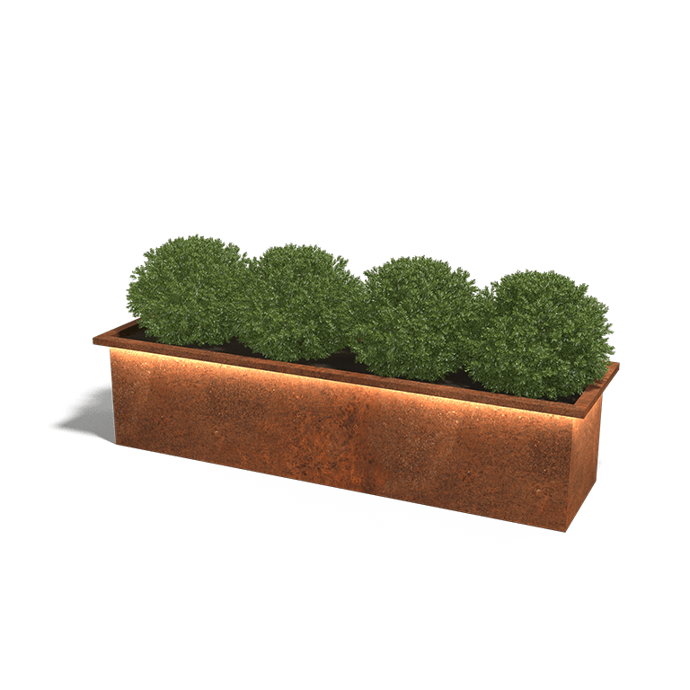 Bac à plantes en acier Corten avec LED 