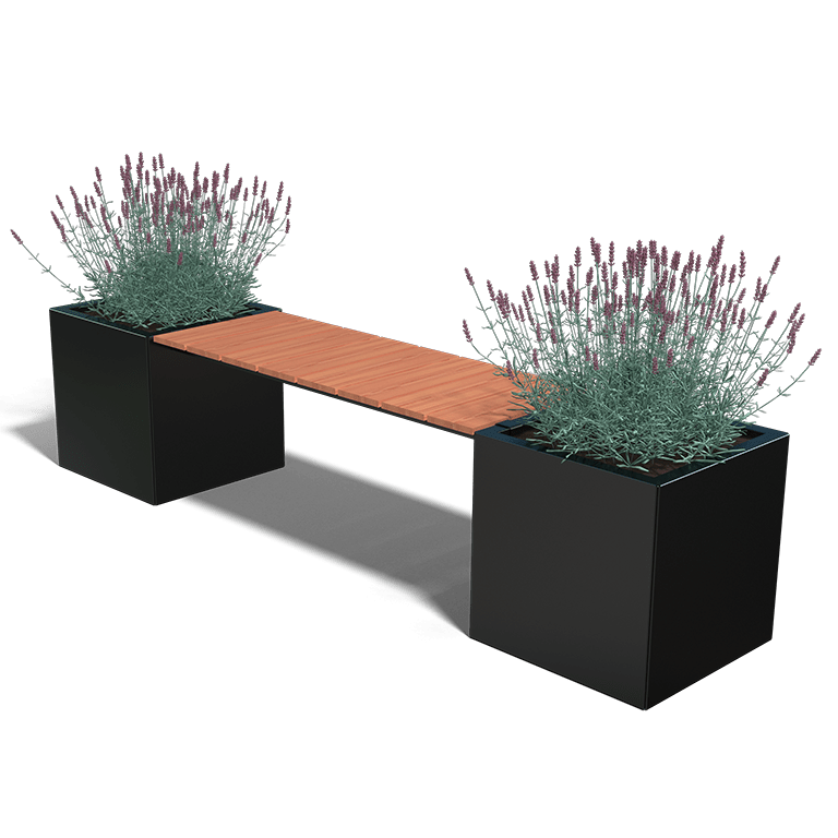 Jardinière en acier thermolaqué avec banc