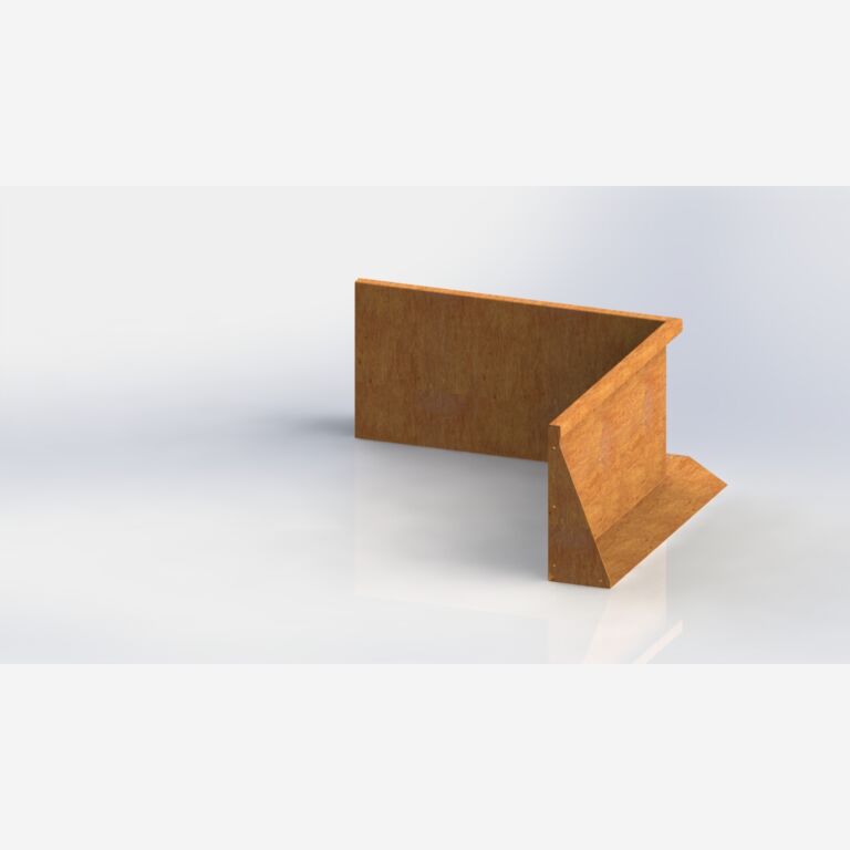 Paroi de soutènement en acier corten angle intérieur 1000x1000mm (hauteur 500mm)