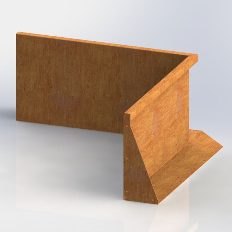 Mur de soutènement d'angle intérieur en acier Corten 100 x 100 cm (hauteur 50 cm)