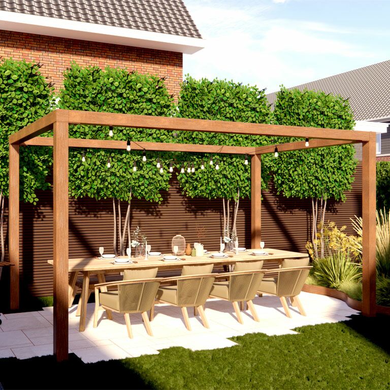 Pergola carré en acier corten 324 x 250 cm