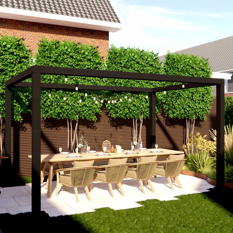 Pergola carré en acier thermolaqué 424 x 300 cm