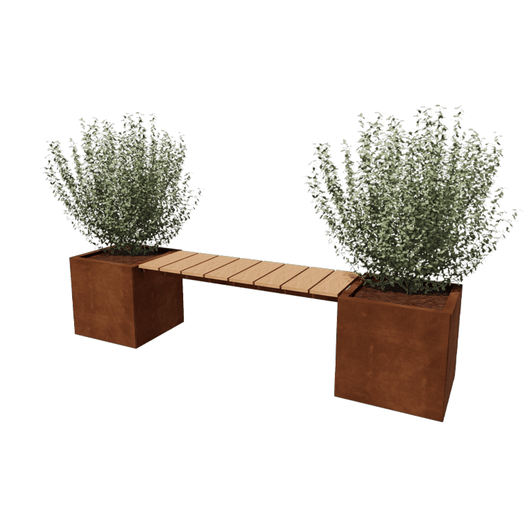 Jardinière en acier Corten avec banc Vegas Miami
