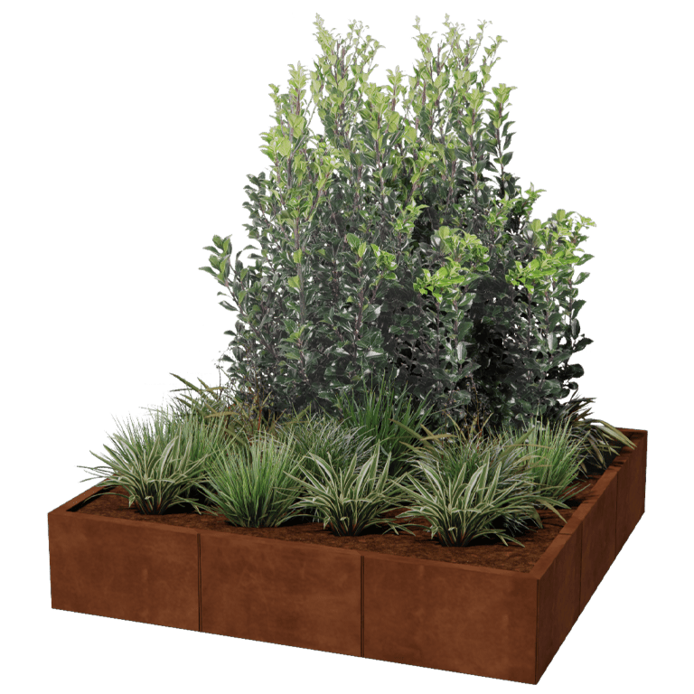 Bac à plantes en acier corten Miami xxl 150 x 150 cm