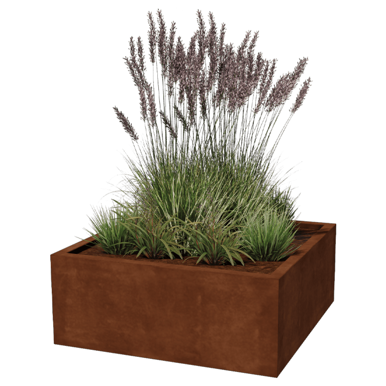 Bac à plantes soudée en acier corten Montana 100 x 100 x 40 cm