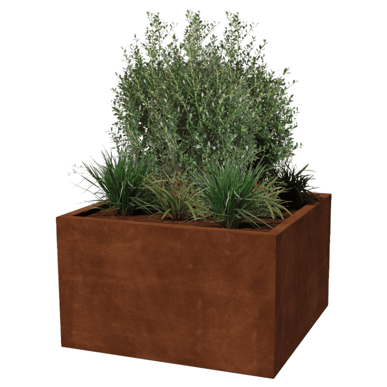 Bac à plantes soudée en acier corten Montana 100 x 100 x 60 cm