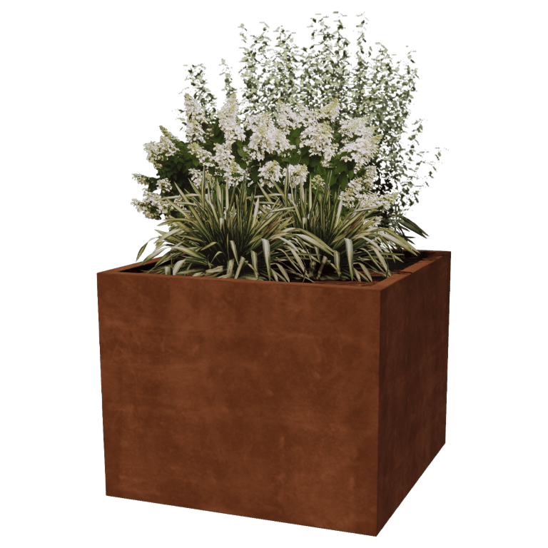 Bac à plantes soudée en acier corten Montana 100 x 100 x 80 cm