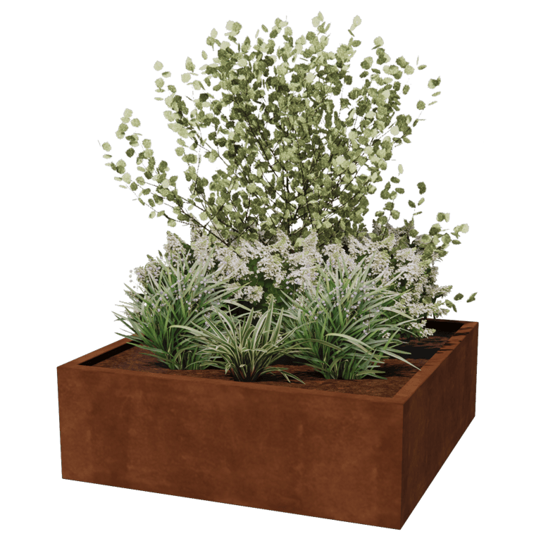 Bac à plantes soudée en acier corten Montana 120 x 120 x 40 cm