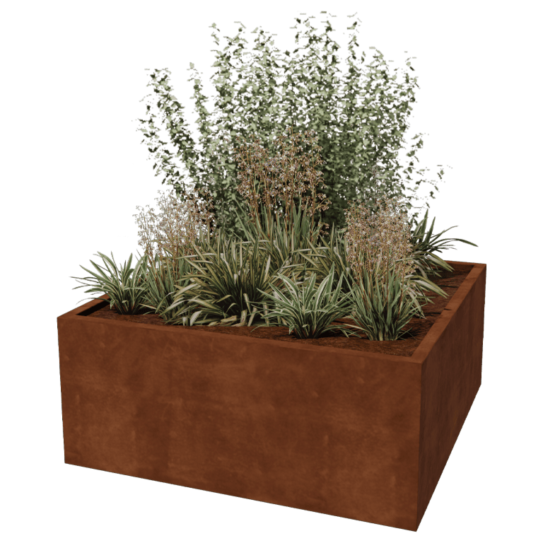Bac à plantes soudée en acier corten Montana 140 x 140 x 60 cm