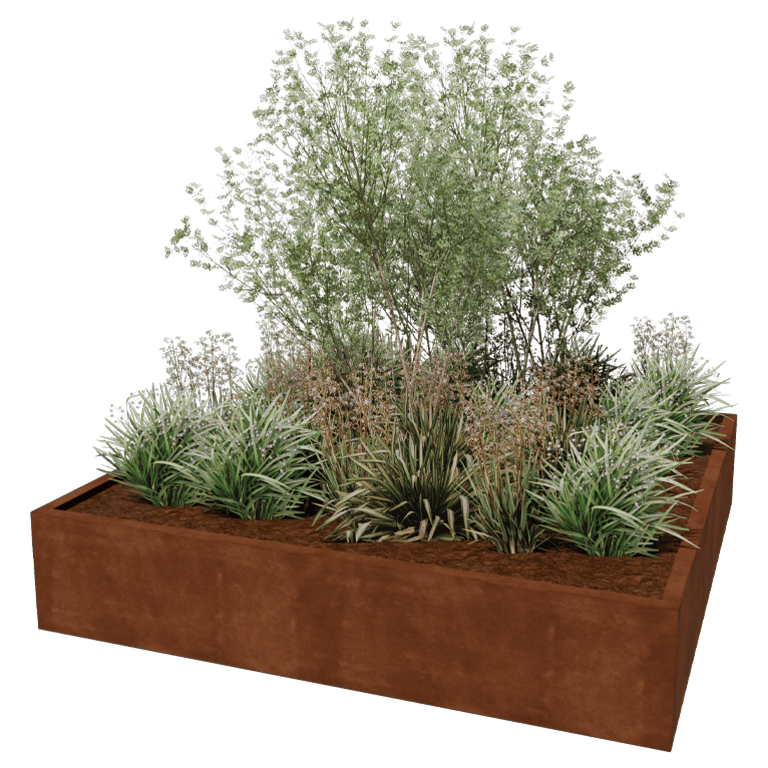 Bac à plantes soudée en acier corten Montana 200 x 200 x 40 cm