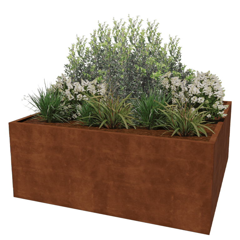 Bac à plantes soudée en acier corten Montana 200 x 200 x 80 cm