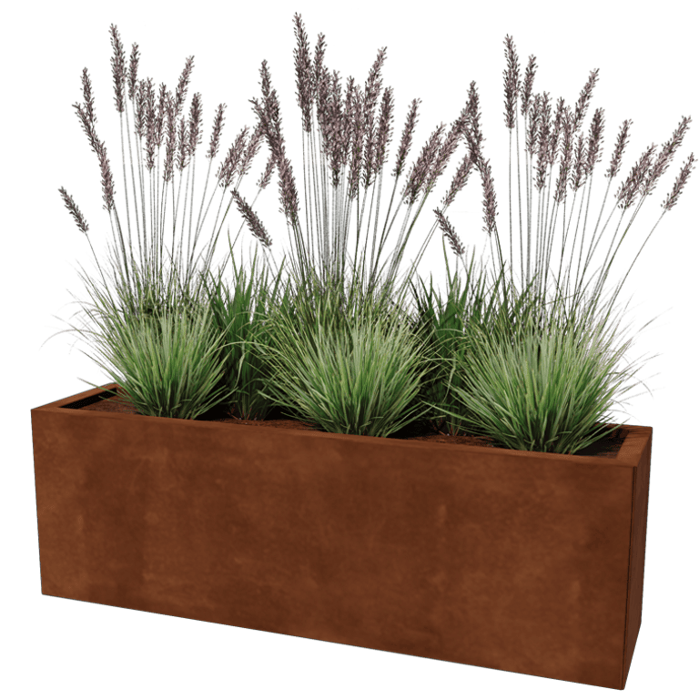 Bac à plantes en acier corten Texas 30 x 120 cm
