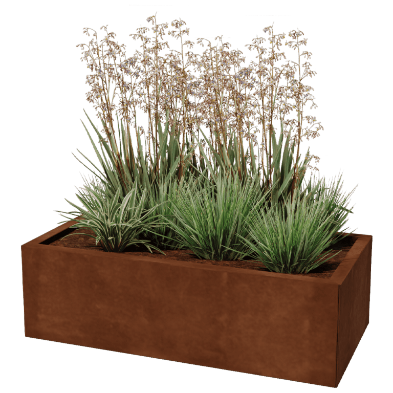 Bac à plantes en acier corten Texas 50 x 100 cm