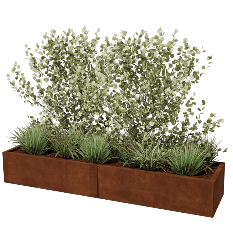 Bac à plantes en acier corten Texas xxl 200 x 50 cm