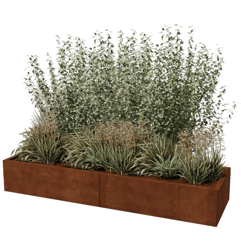 Jardinière en acier corten Texas xxl 200 x 60 cm
