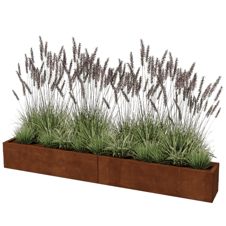 Jardinière en acier corten Texas xxl 240 x 30 cm
