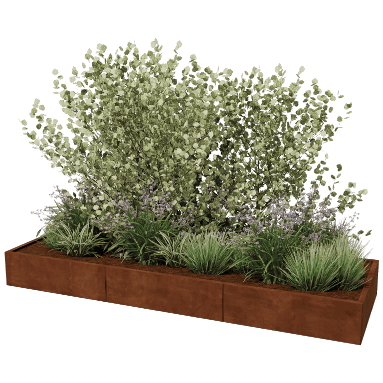 Bac à plantes en acier corten Texas xxl 300 x 100 cm