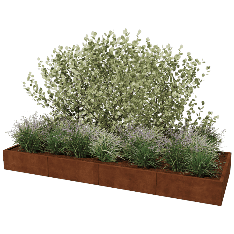 Jardinière en acier corten Texas xxl 320 x 120 cm
