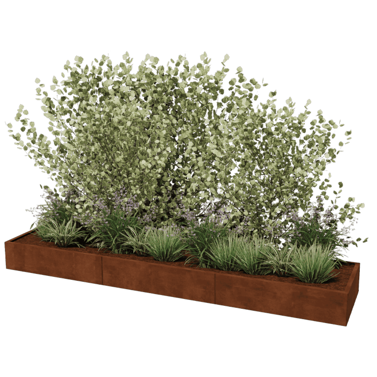 Jardinière en acier corten Texas xxl 360 x 80 cm