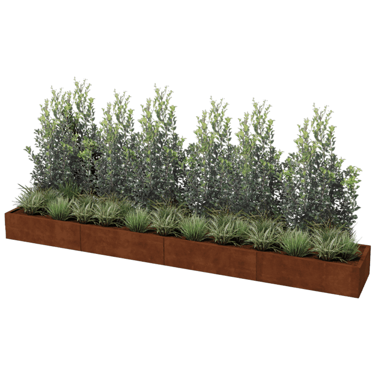 Jardinière en acier corten Texas xxl 400 x 60 cm