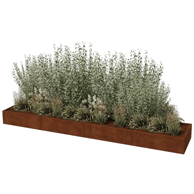 Bac à plantes en acier corten Texas xxl 400 x 80 cm