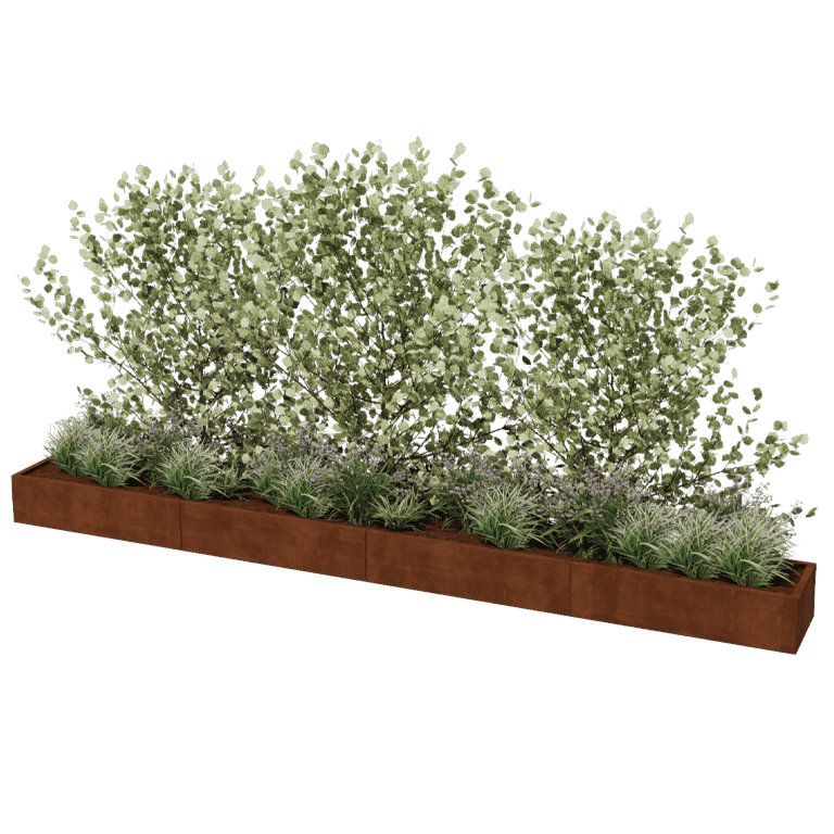 Jardinière en acier corten Texas xxl 480 x 50 cm