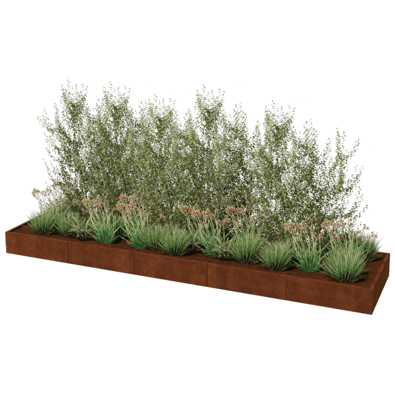 Jardinière en acier corten Texas xxl 500 x 120 cm