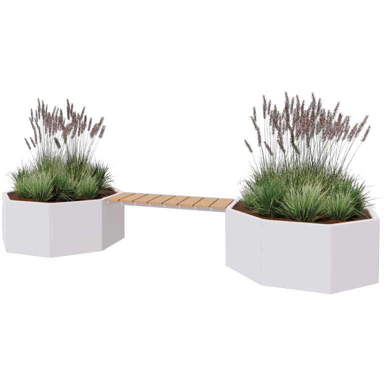 Bac à plantes en acier thermolaqué avec banc Vegas Chicago