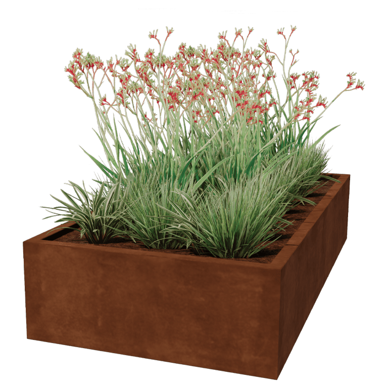 Bac à plantes soudée en acier corten Montana 200 x 100 x 40 cm