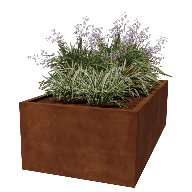 Bac à plantes soudée en acier corten Montana 200 x 100 x 60 cm