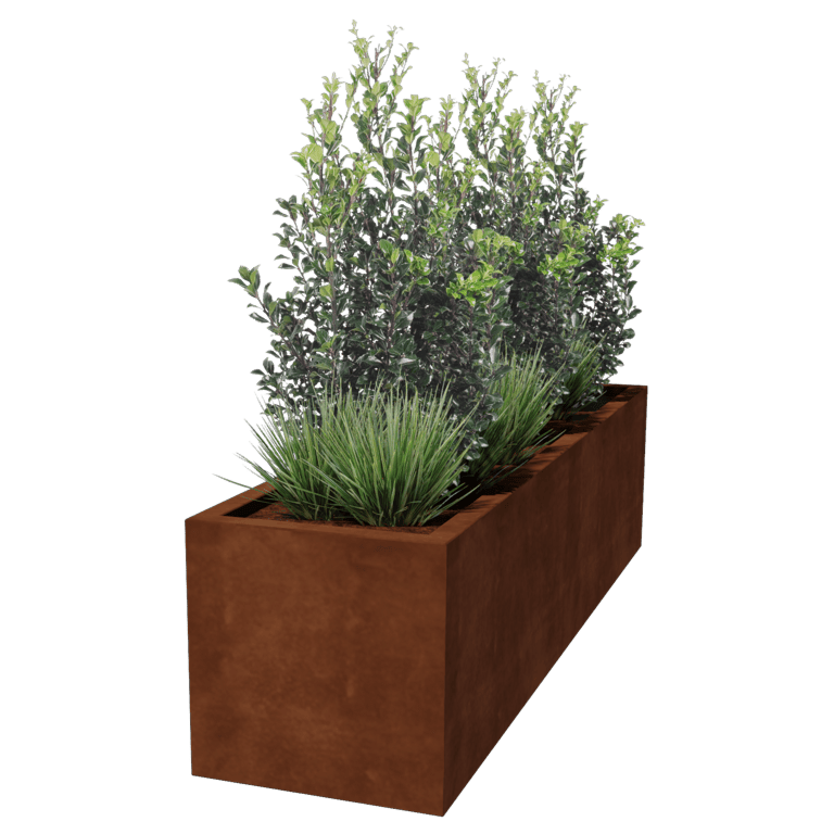 Bac à plantes soudée en acier corten Montana 200 x 50 x 50 cm