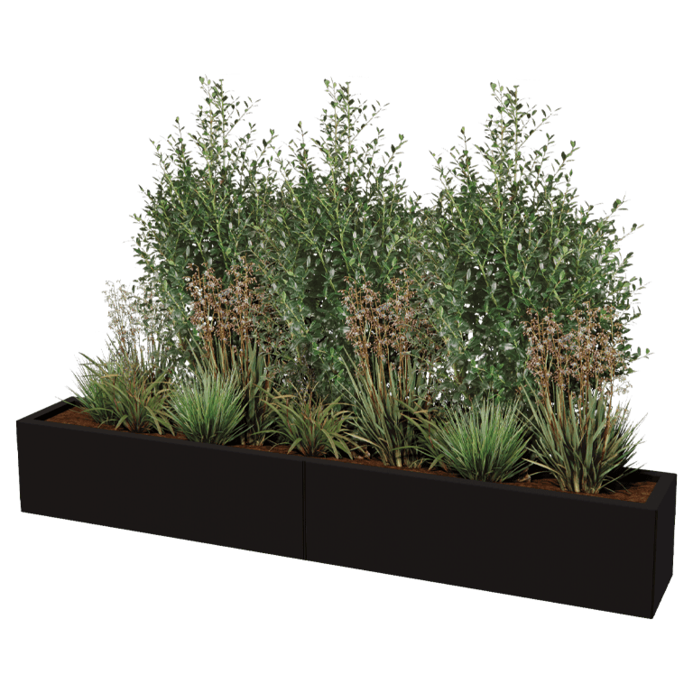 Jardinière en acier thermolaqué Texas xxl 200 x 30 cm