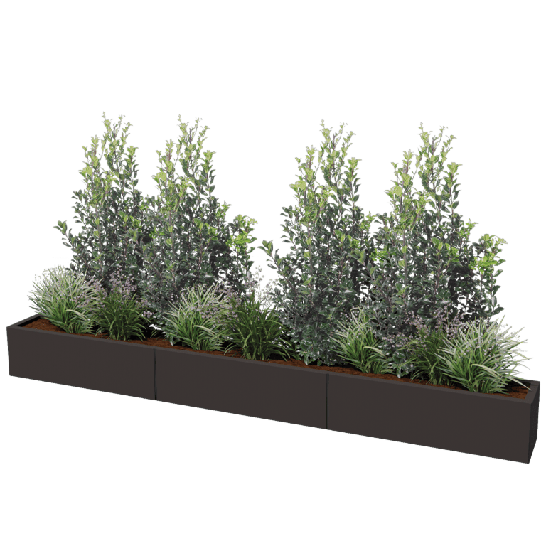 Bac à plantes en acier thermolaqué Texas xxl 300 x 30 cm
