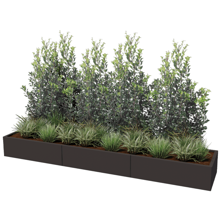 Bac à plantes en acier thermolaqué Texas xxl 300 x 60 cm
