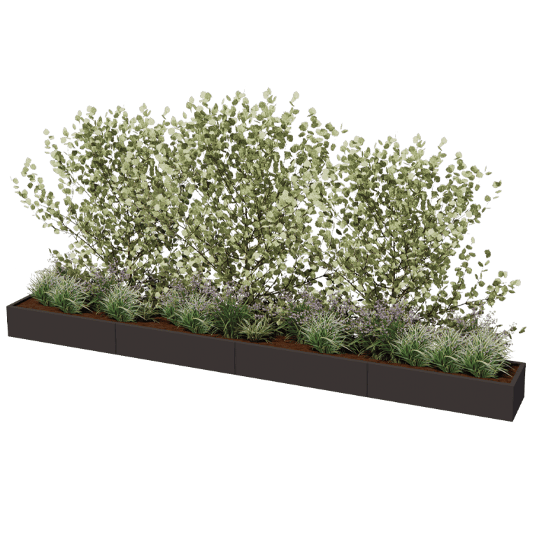 Jardinière en acier thermolaqué Texas xxl 480 x 50 cm