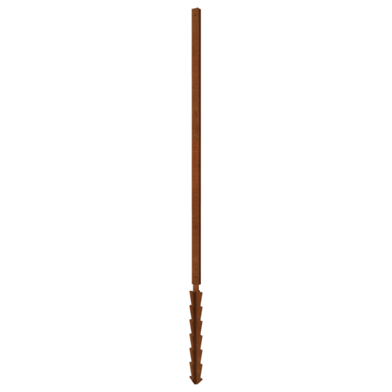 Poteau droit en acier corten avec piquet de terre 190 x 6 x 3 cm