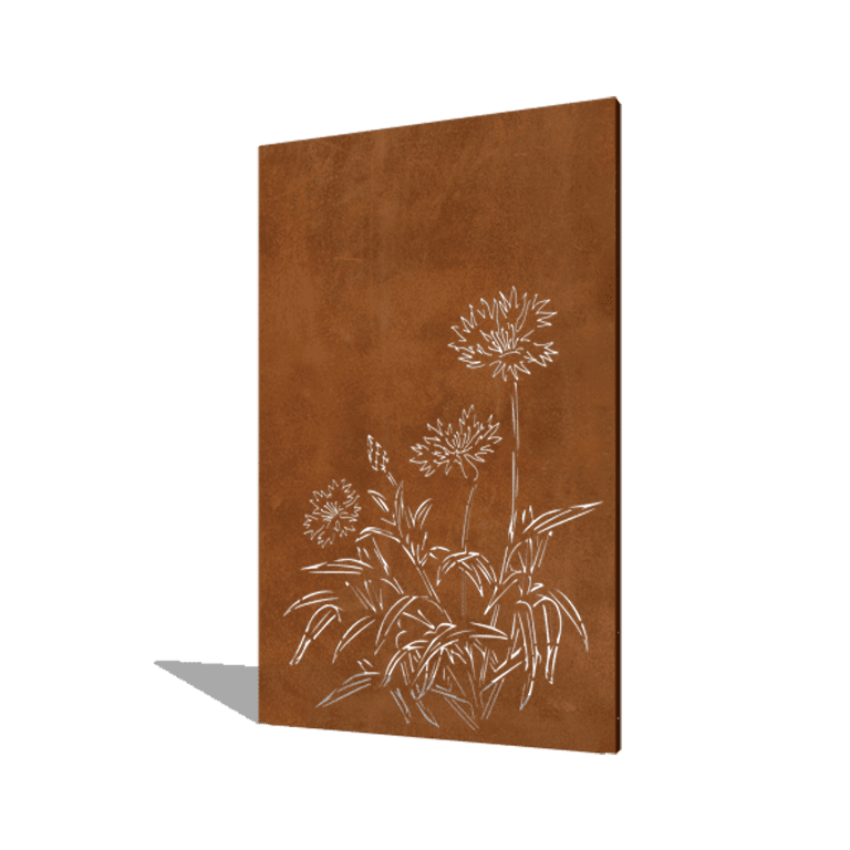 Panneau en acier corten bleuet 120 x 6 x 190 cm