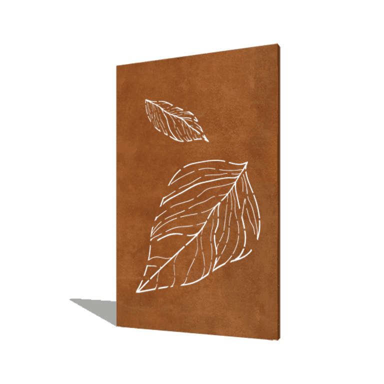 Panneau en acier corten feuilles tombantes 1 120 x 6 x 190 cm