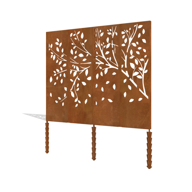 Arbre à panneaux en acier corten, ensemble complet 240 x 6 x 190 cm