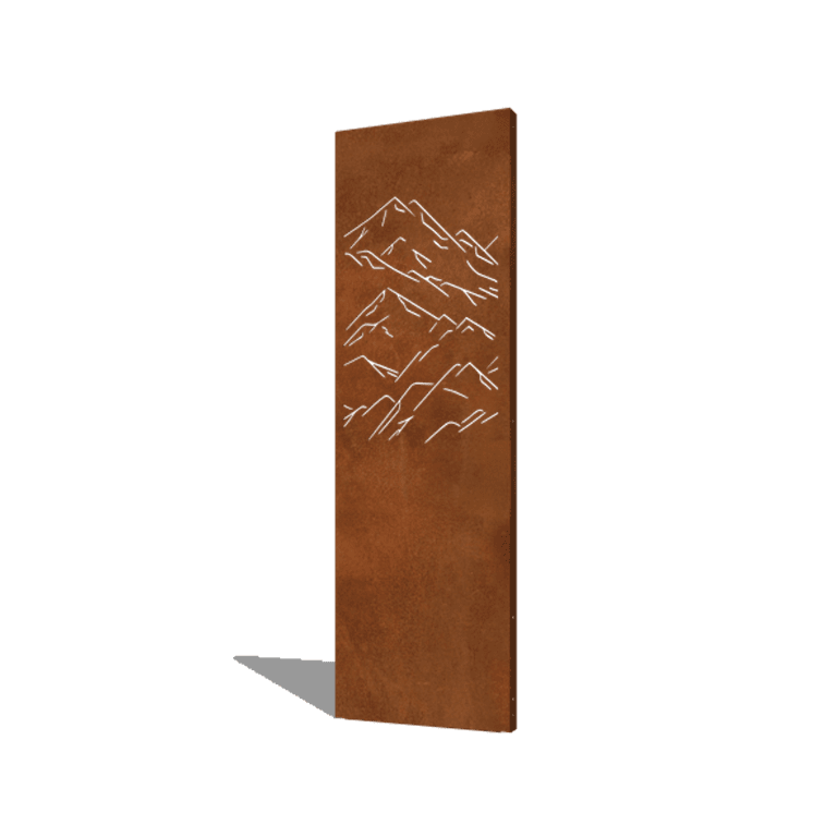 Panneau en acier corten montagnes composition 1 60 x 6 x 190 cm