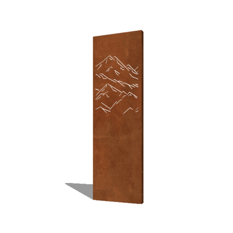 Panneau en acier corten montagnes composition 3 60 x 6 x 190 cm