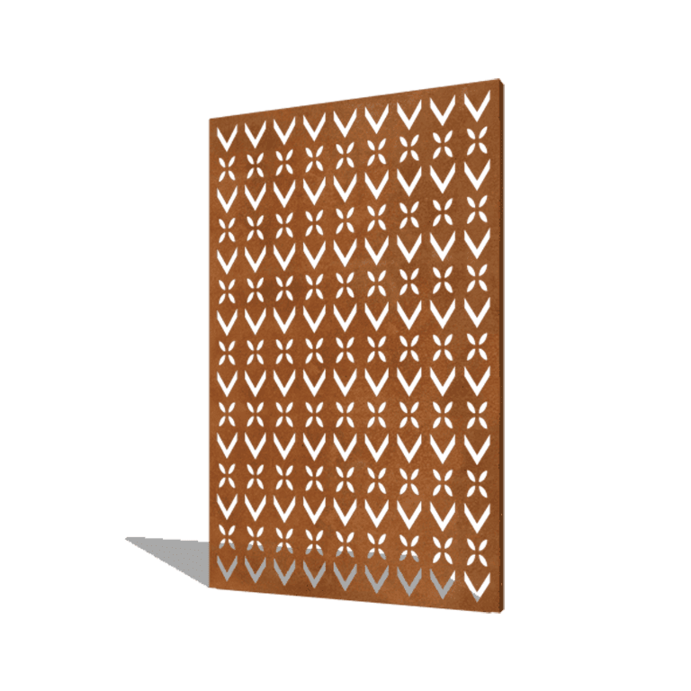 Panneau en acier corten motif de toit composition 1 120 x 6 x 190 cm