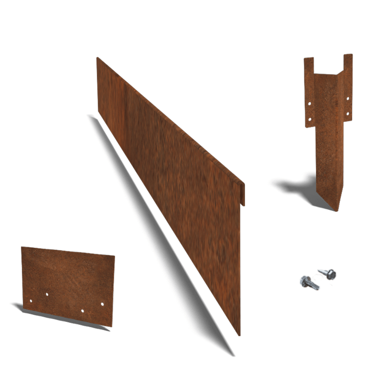 Bordure en acier corten aplatie de 13 cm set complet par 15 mètres