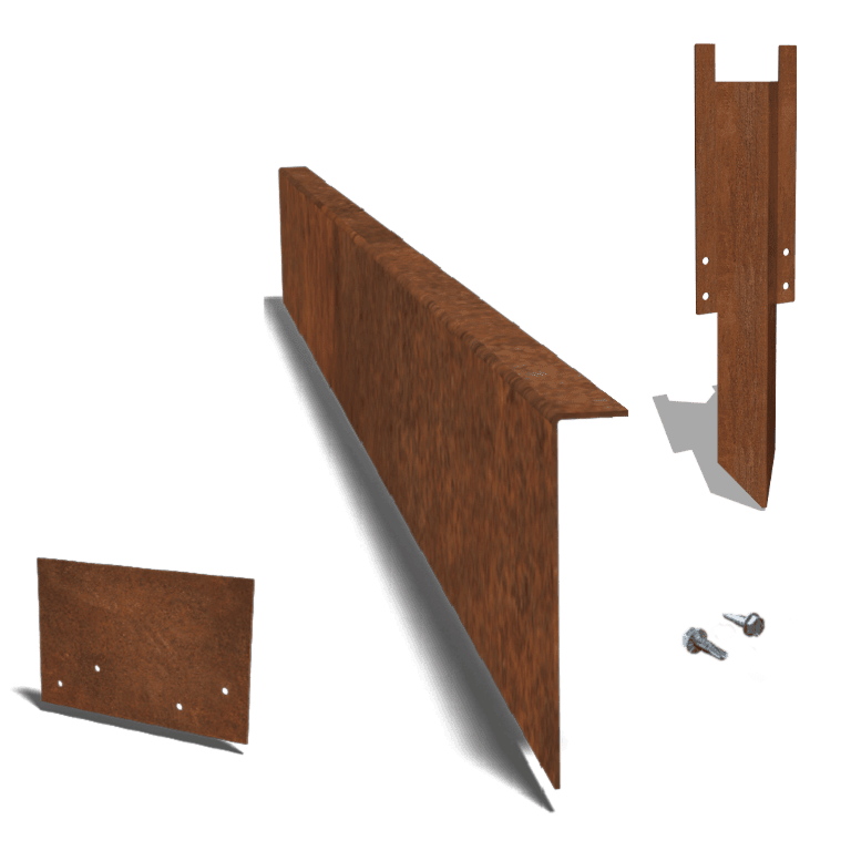 Bordure en acier corten à bord replié 22 cm kit complet pour 15 mètres