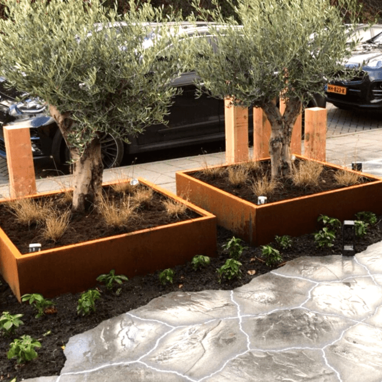 Bac à plantes en acier corten Miami 1200x1200