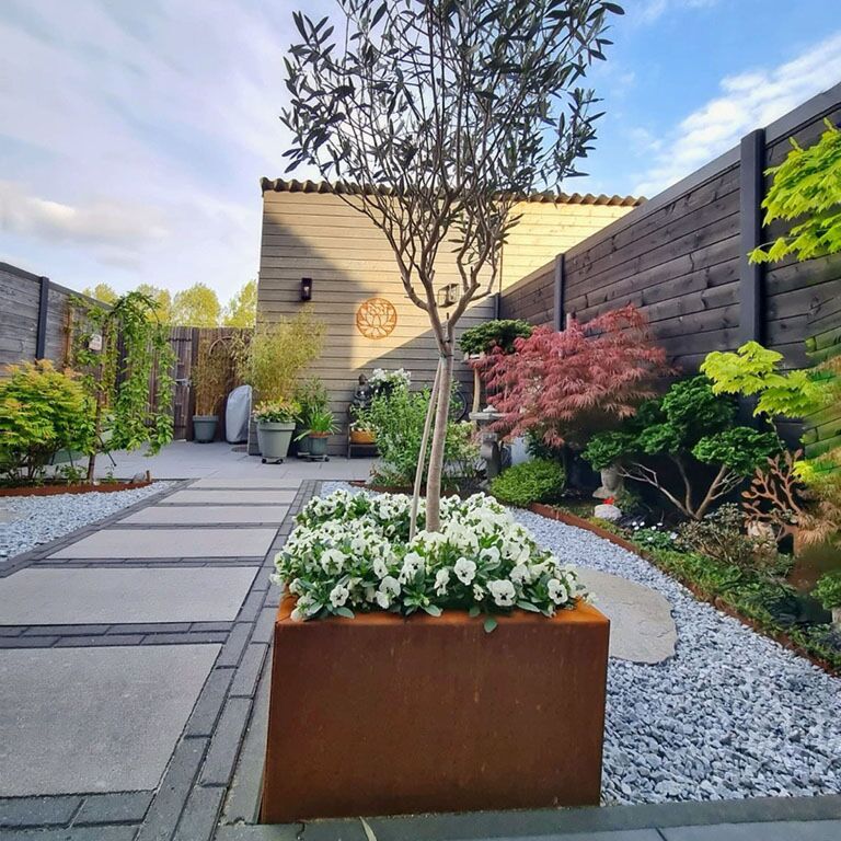 Bac à plantes en acier corten Miami 500x500