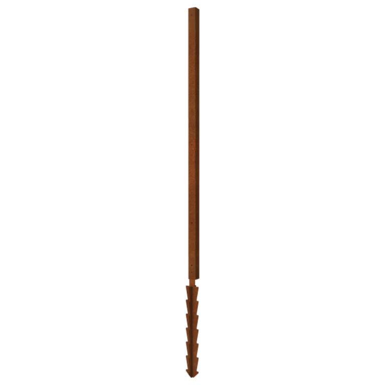 Poteau d'angle en acier corten avec piquet de terre 190 x 6 x 3 cm