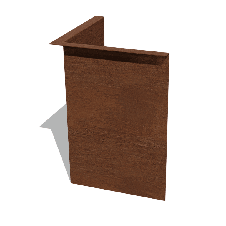 Bordure en acier corten à bord replié 45 cm angle intérieur