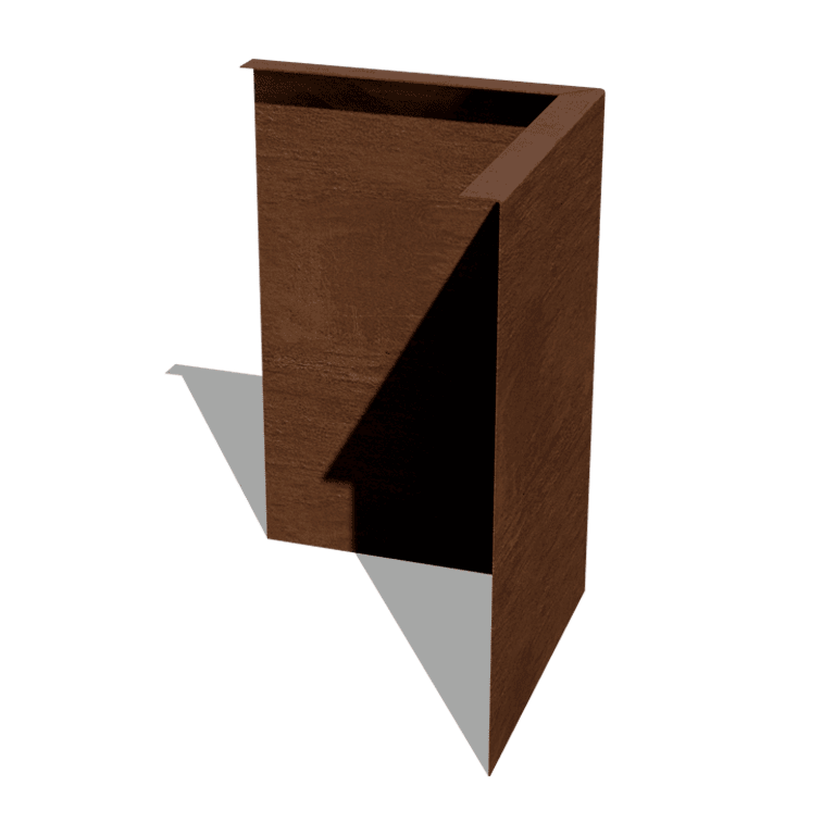 Bordure en acier corten à bord replié 45 cm angle extérieur